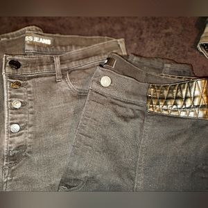 2 pairs Express Stretch Black Jeans, Leather trim